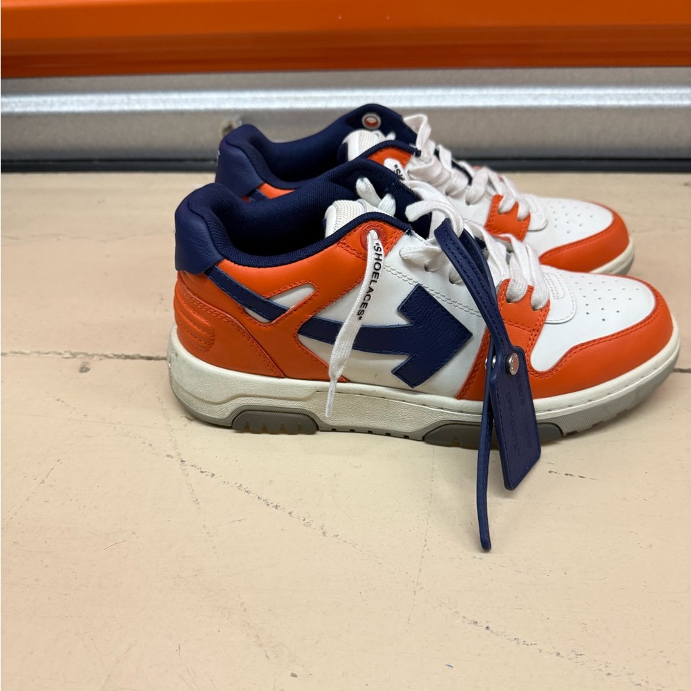 Off-White Men's Bold Orange and Navy Sneakers